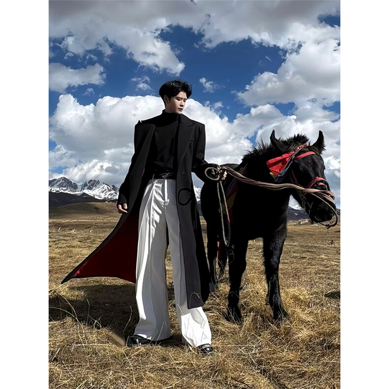 现货~红内长款垫肩收腰大衣Y962-西装风衣P118毛呢大衣P125，男装西服套装，星座1004-3