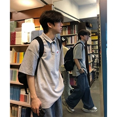 抖音得物供货现货网眼透气翻领T恤美式宽松潮牌短袖POLO衫APL12，男装T恤，电商A443