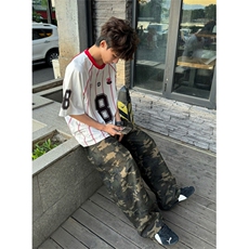 WE1618-P38复古条纹拼色运动球衣T恤女夏季宽松情侣休闲短袖，男装T恤，电商B323A