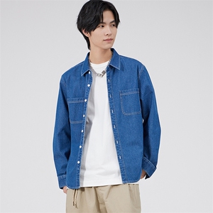 R-DM633002男式2024年秋季新款长袖夹克翻领休闲短款牛仔服外套图片