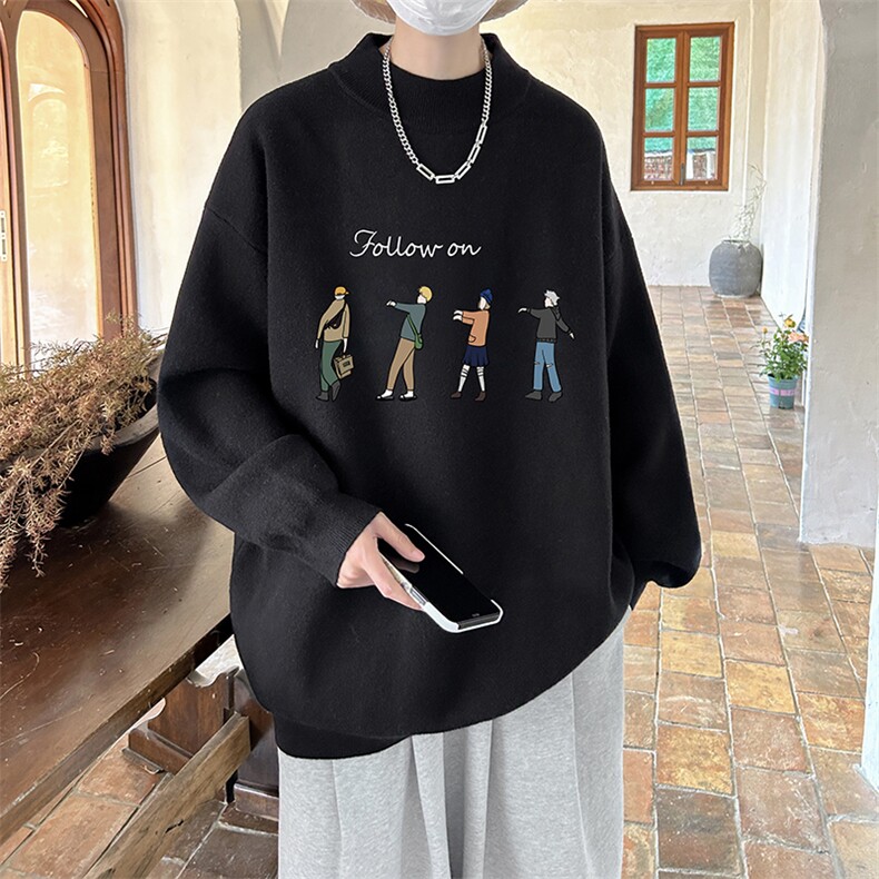 控68半高领毛衣男士大码针织衫男毛线衣男M18043-P45加绒款-P65,男装针织衫/毛衣,电商A040
