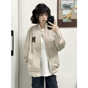 秋季穿搭新款美式复古刺绣棒球服男女宽松休闲飞行员夹克外套潮牌