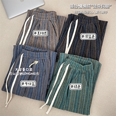 8XL-M特大码呢料加绒裤男新年裤条纹卫裤休闲基础款K948P60加绒70，男装休闲裤，电商D206-1