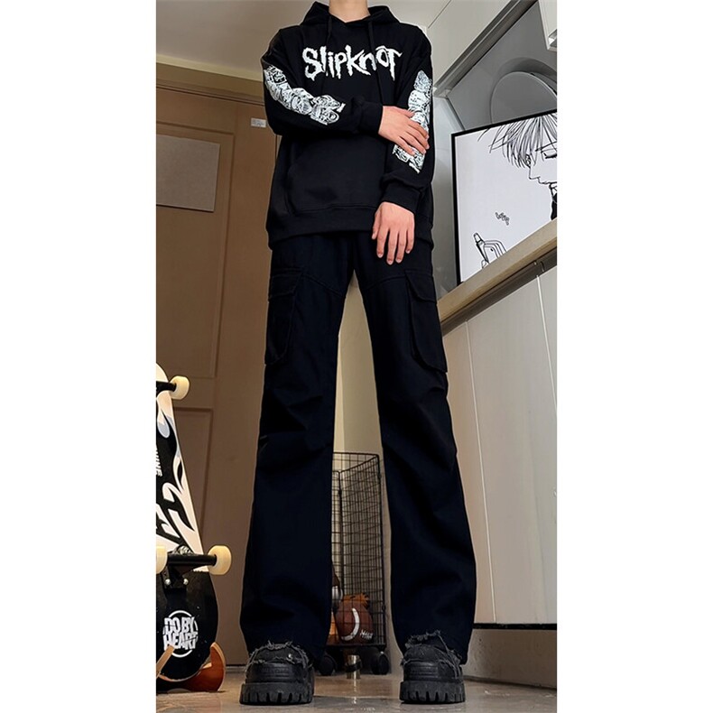 高品质B221美式ins高街宽松微喇水洗休闲裤LK24342-P65控88,男装休闲裤,电商B221