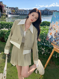 春现-学院风可盐可甜假两件外套裙套装B190-2813-P160-K218图片
