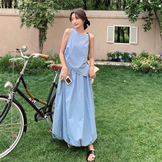2025年夏季新款时尚优雅甜美两件套气质温柔连衣裙套装女，女装套装/套裙，幸运星