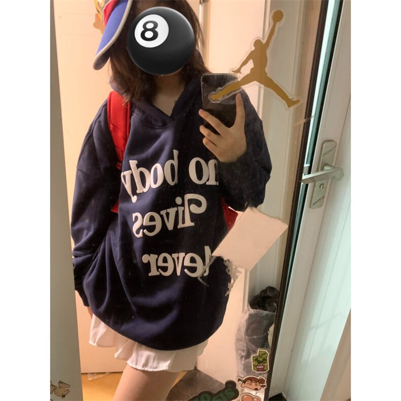 C361-P55 美式复古字母连帽卫衣 秋冬宽松男女款上衣图片
