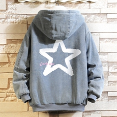 牛仔外套加厚加绒衣男羊羔毛服男砖墙NM53286-P140，男装棉衣，电商A040A