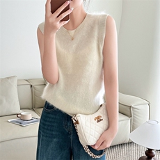 针织马甲女羊绒宽松慵懒无袖毛衣坎肩背心，女装马甲，仟禧羊绒