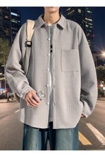衬衫男秋季新款港风宽松提花长袖大码衬衣CS023-P45(现货），男装衬衫，星座214-3