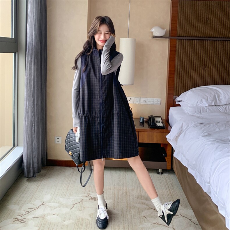 新品大货好数据格子无袖连衣裙+T套装6837-P195控318,女装套装/套裙,2C196