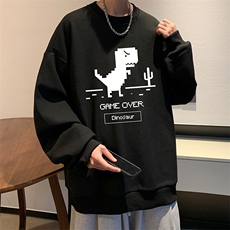 华夫格卫衣圆领卫衣男大码长袖t恤男外套HW76315-P30加绒款-P40，男装卫衣，电商A040