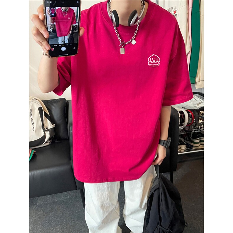 简约印花短袖T恤男纯棉情侣宽松型百搭圆领休闲上衣T3496-特价P23图片