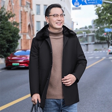 中老年男士冬季加厚保暖羽绒服男装新款商务休闲翻领爸爸装外套，男装羽绒服，电商B212（原钱塘6029）