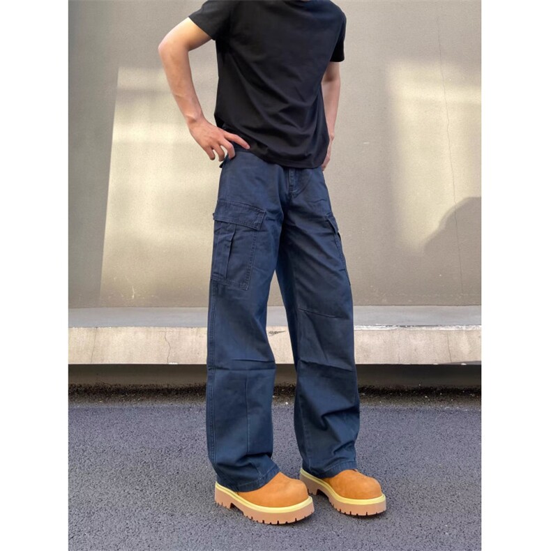 美式微喇叭牛仔裤男女复古cleanfit水洗棉工装裤子K90066-P60网图,男装牛仔裤,电商B245