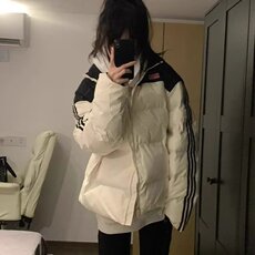 美式复古拼接条纹棉服棉衣女冬季外套小众街头学生加厚保暖面包服，男装棉衣，星座506A