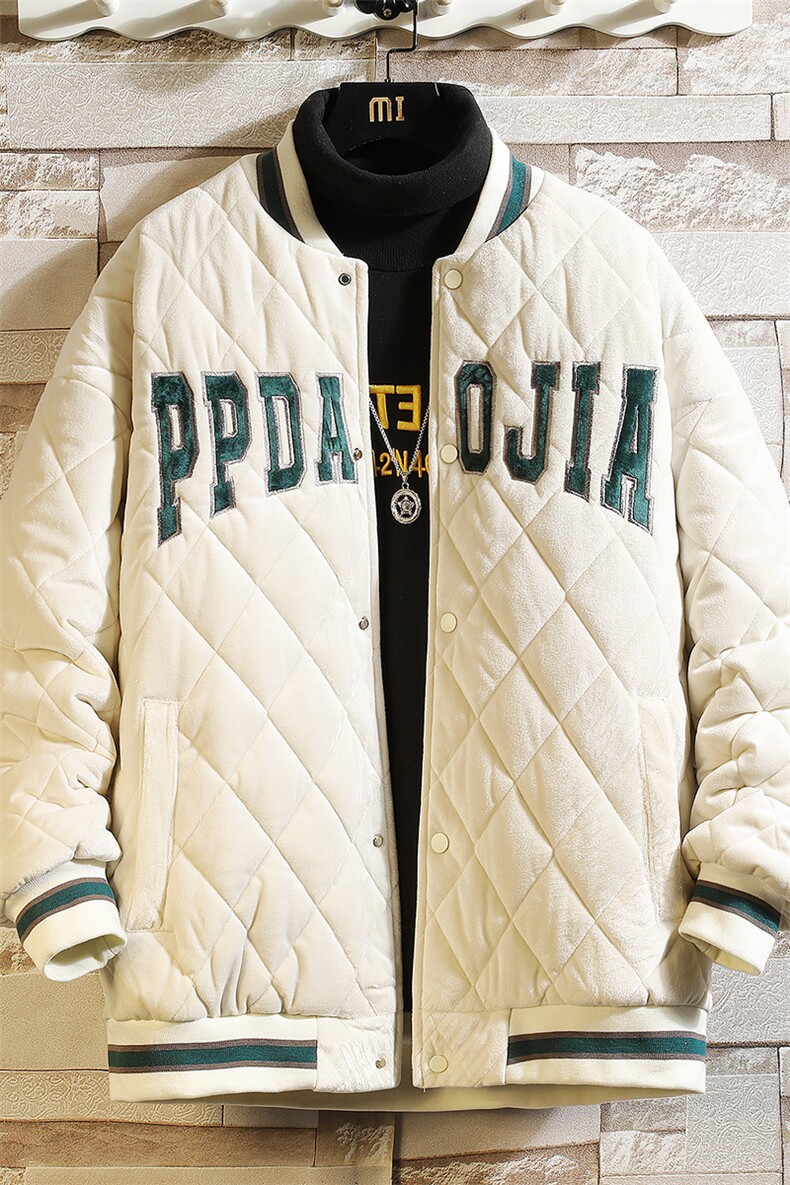 2023冬砖墙挂拍棉丝绒面料菱形格绗棉棒球服棉服M7236-P115,男装棉衣,电商A082