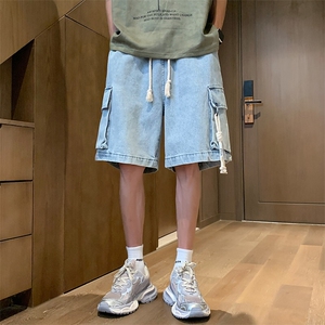 街头高街夏季帅起五分裤工装牛仔短裤男女XD22903特批35图片