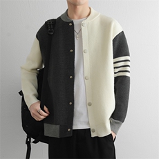 秋装棒球服毛衣男士开衫宽松拼色外套青年帅气品质上衣潮，男装针织衫/毛衣，星座914