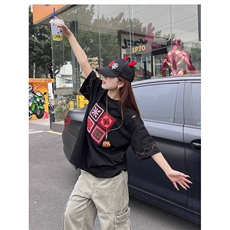 H0805-P38贴布刺绣设计感小众短袖t恤夏季宽松上衣，女装T恤，星座617A-2