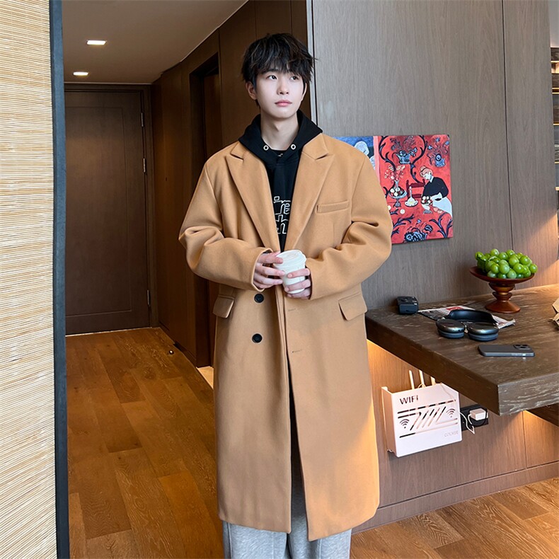 8XL-M厚毛呢大衣男中长款过膝呢子风衣男外套宽松FY1801P120控138,男装夹克,电商D206-1
