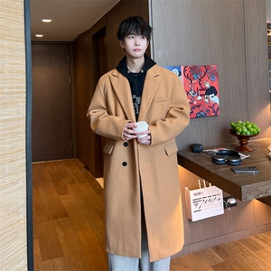 8XL-M厚毛呢大衣男中长款过膝呢子风衣男外套宽松FY1801P120控138图片
