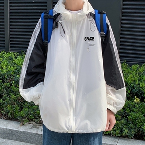 港风  夏季潮流宽松撞色连帽外套防晒服男  F6601 P55控 68图片