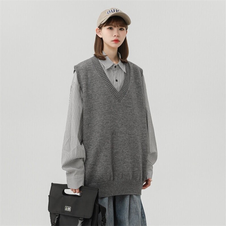 2099-P45针织衫马甲男士秋冬季无袖坎肩打底痞帅宽松V领毛衣背心，男装针织衫/毛衣，电商D310B