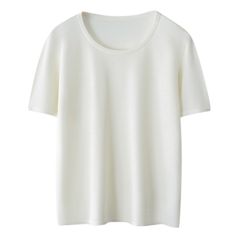 2025舒适百搭秋季新款软糯舒适圆领短袖，女装T恤，英皇羊绒