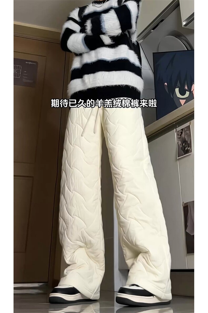 冬季新款菱格锁棉加绒夹棉直筒棉裤外穿防寒男D7026-TP5578,男装休闲裤,电商A102
