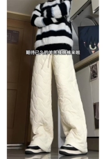 冬季新款菱格锁棉加绒夹棉直筒棉裤外穿防寒男D7026-TP5578，男装休闲裤，电商A102