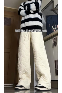 冬季新款菱格锁棉加绒夹棉直筒棉裤外穿防寒男 D7026-TP5578图片