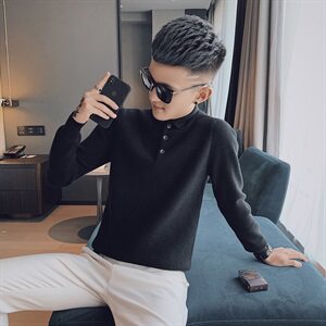 2021春款社会小伙痞帅翻领毛衣针织套头打底衫主推MY9802-P68控88图片