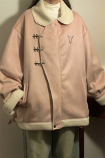 1翻领麂皮绒羊羔毛金属飞机扣大码M-5XL棉衣男YG77108P135控178，男装棉衣，星座226-2