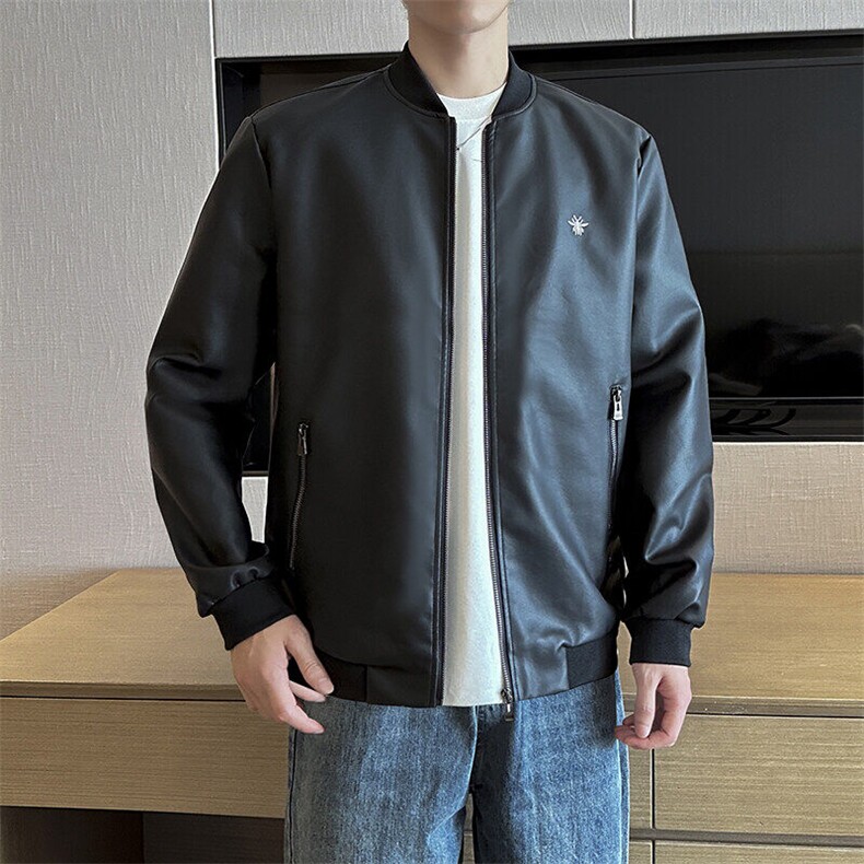 新款皮衣皮夹克酷感新潮刺绣机车夹克1409-6807-P58，男装夹克，星座1409