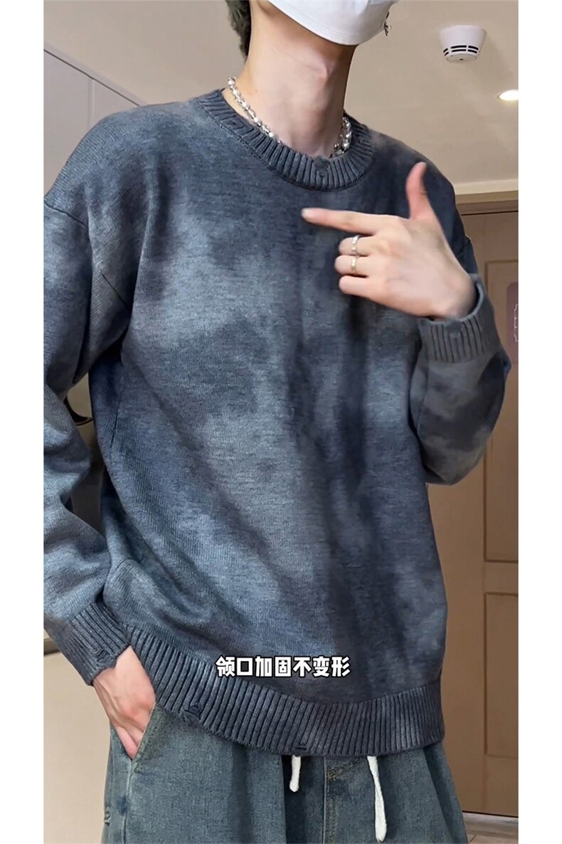 冬季新款休闲设计感多色可选保暖扎染针织毛衣D5590-TP5588,男装针织衫/毛衣,电商A102
