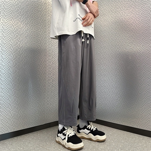 K3969-P38 夏季大码宽松休闲垂感直筒长裤九分裤图片