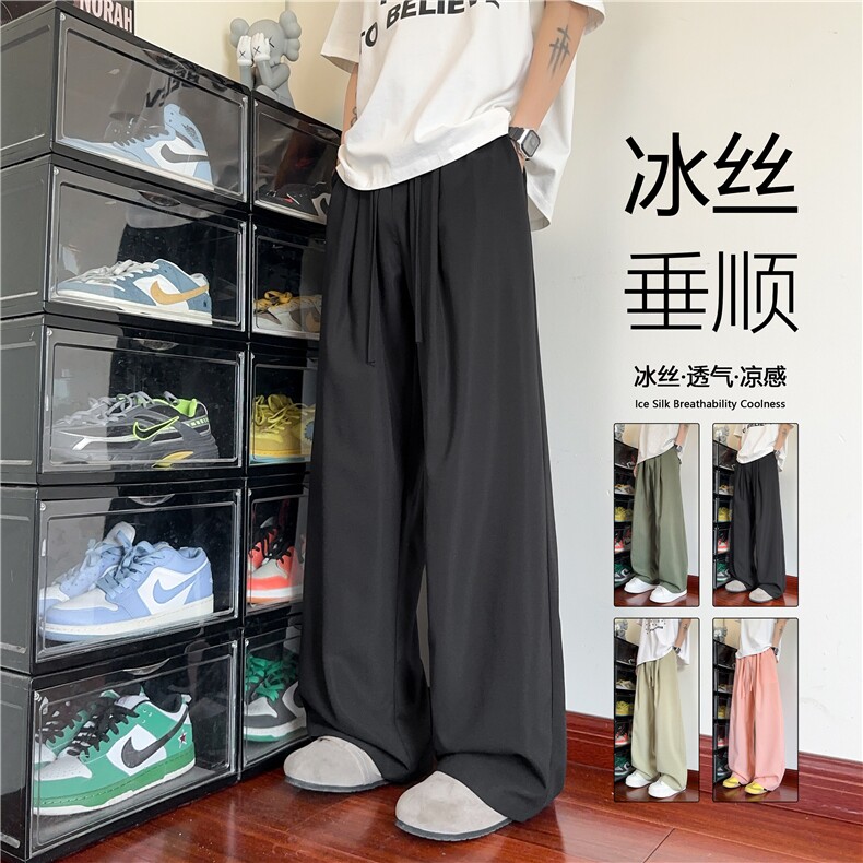 抖音品质简约纯色凉感宽松透气百搭休闲裤B315-K25598-特p30控58图片
