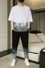 新款夏季时尚帅气潮流体恤男装宽松短袖T恤休闲套装单衣F308P68，男装休闲套装，电商A086