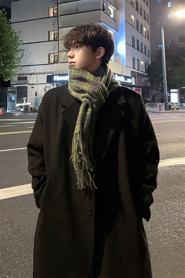 重磅毛呢大衣男秋冬高街宽松风衣中长款外套MN9568/P100加棉P110,男装风衣,电商B316