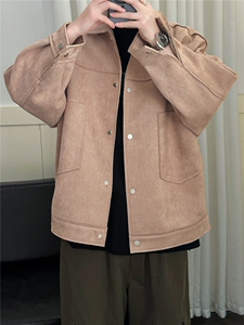 现货-设计感时尚鹿皮绒外套男宽松休闲呢子夹克A351-A130-P125图片