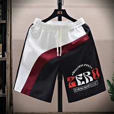 夏季五分裤男拼接色时尚休闲冰丝速干短裤宽松沙滩裤-DK35-P22，男装牛仔裤，星座310B-3