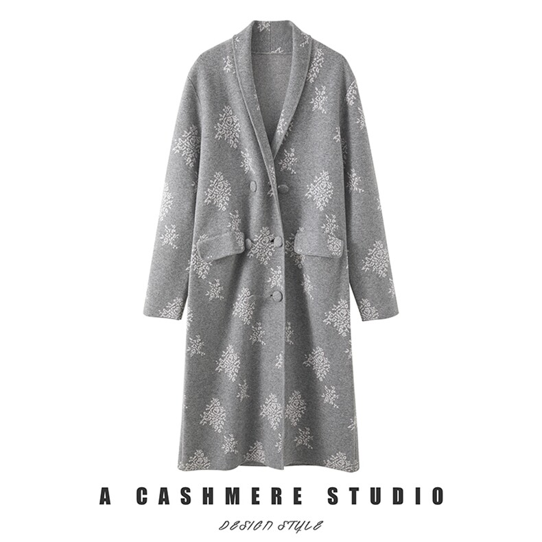 时尚百搭女士羊绒大衣秋冬新款舒适保暖绣花外套高端品质，女装羊绒大衣，戎美山