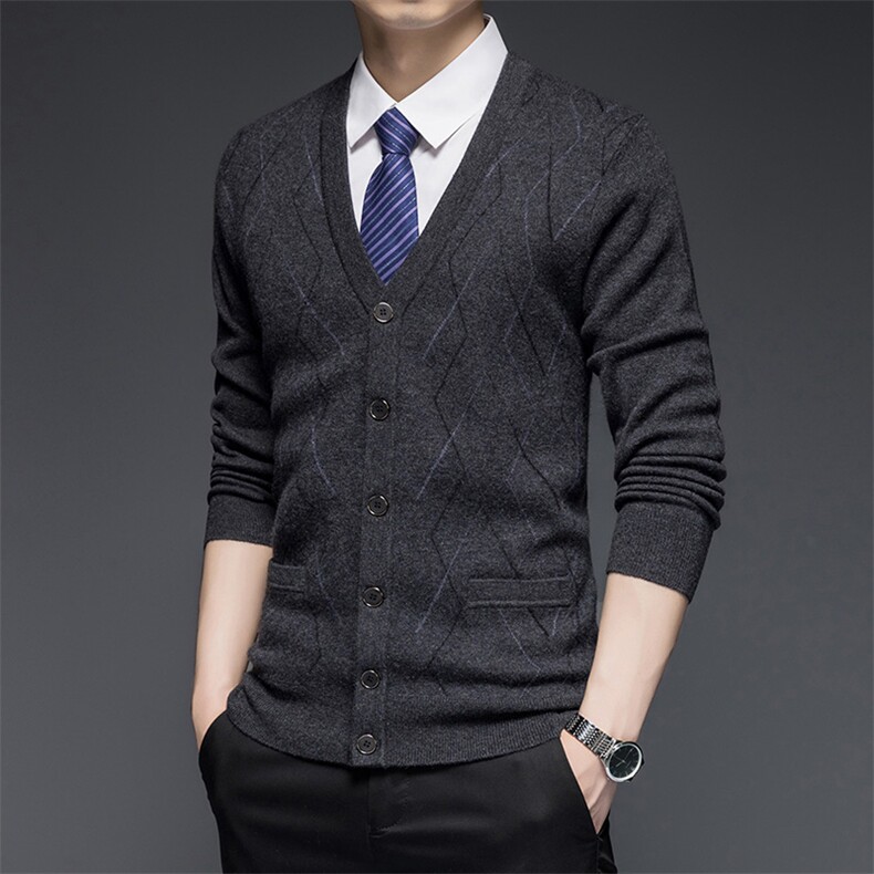 SW2802男士2023年秋季新款纯羊毛长袖针织开衫休闲外套P175,男装针织衫/毛衣,电商B360