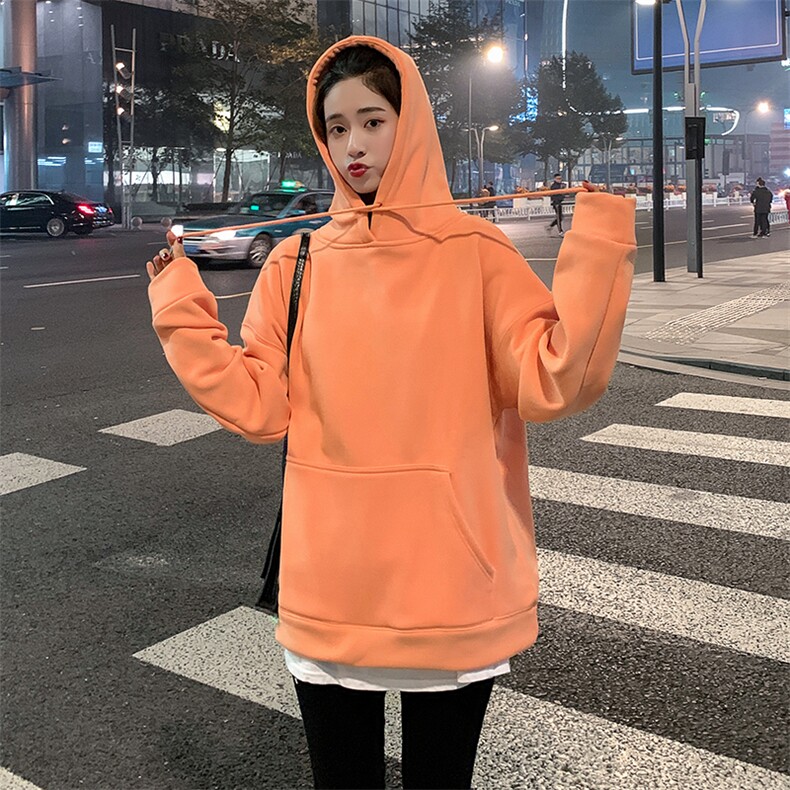 大货已出新款纯色加绒加厚卫衣浙宝262A-W028,女装卫衣/绒衫,Yologo
