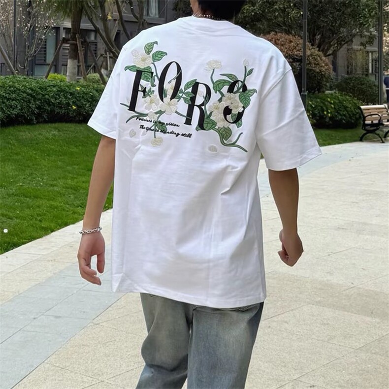 重磅纯棉刺绣短袖T恤男女潮牌上衣衣服夏季情侣美式半袖,男装T恤,星座506A