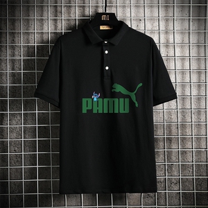 PL57227-P35 翻领短袖polo衫男大码胖子半袖t恤男有领保罗衫网格图片