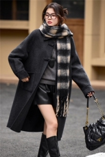 2025年冬季中长款高端羊毛呢子大衣双面羊绒毛呢外套，女装双面呢大衣，简韵佳