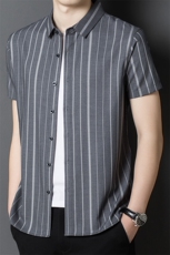 APc22221302钱塘2020-3夏季新款条纹时尚休闲短袖精品衬衫P80，男装衬衫，钱塘207-3