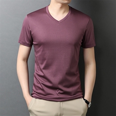 D88201钱塘2020-2主推液氨纯丝光男士高端V领细线T恤跑量P50，男装T恤，钱塘207-2